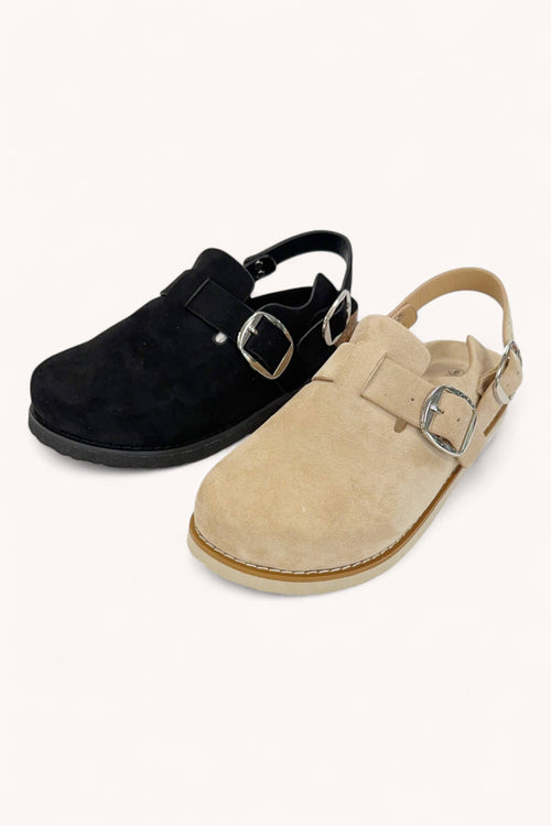 BUCKLED SLINGBACK STRAP CLOG SANDALS