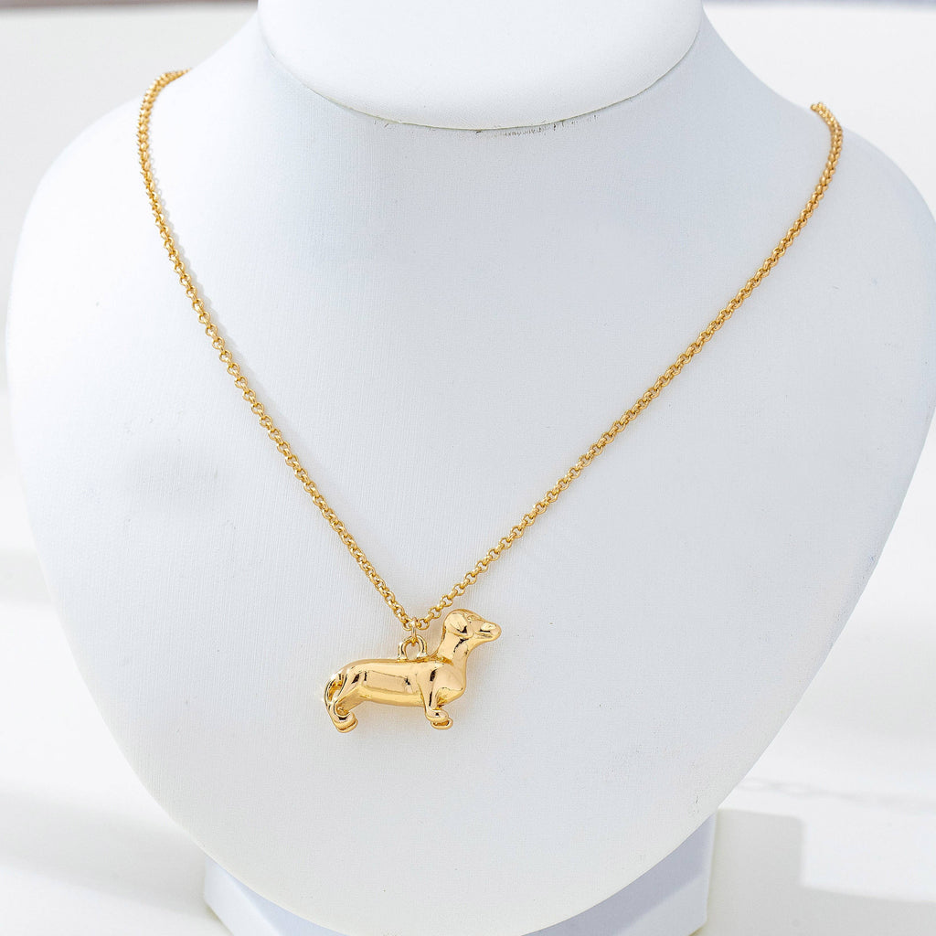 Gold-Tone Dachshund Dog Pendant Necklace