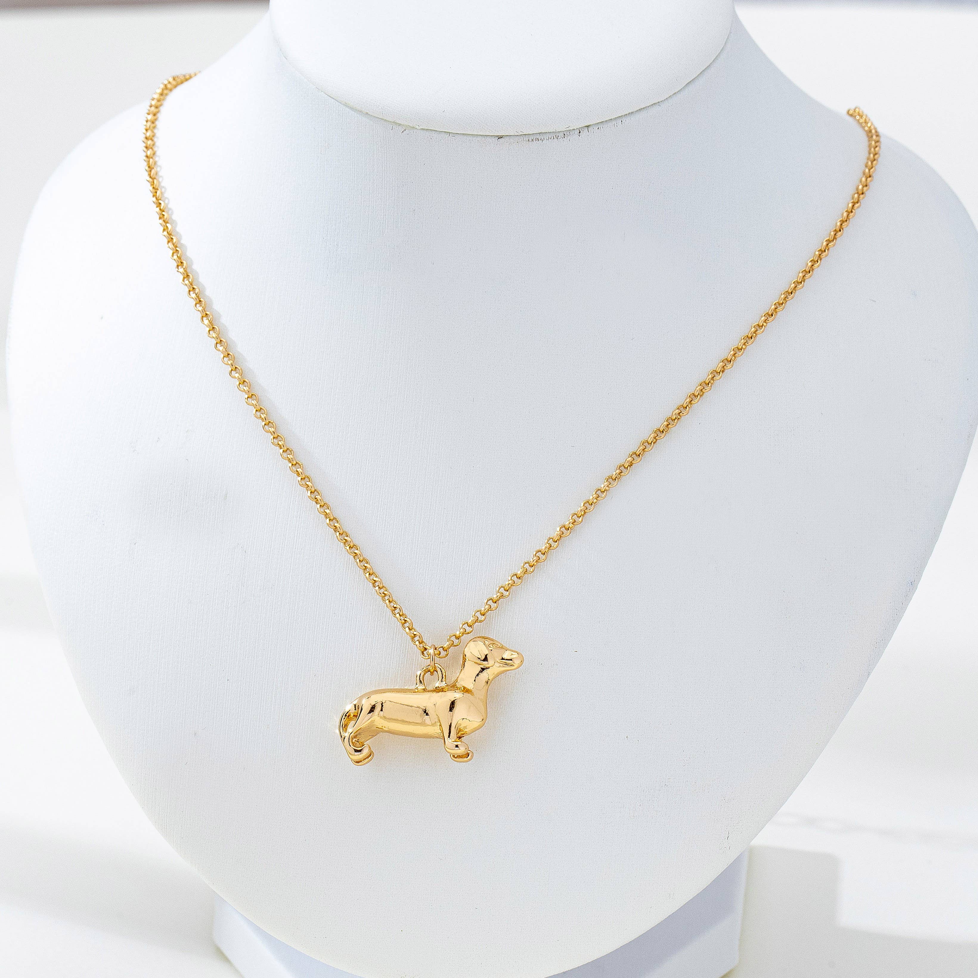 Gold-Tone Dachshund Dog Pendant Necklace