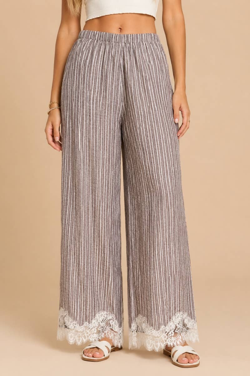 Lace-Trimmed Wide-Leg Pants S - 3XL