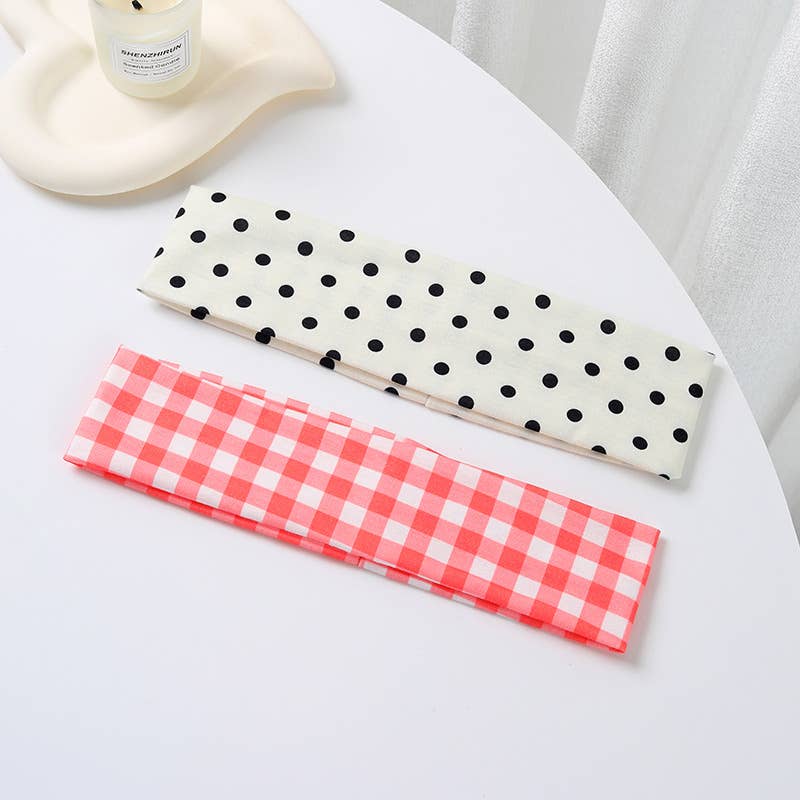 Red Gingham & Black Polka Dot Headband 2-pc Set
