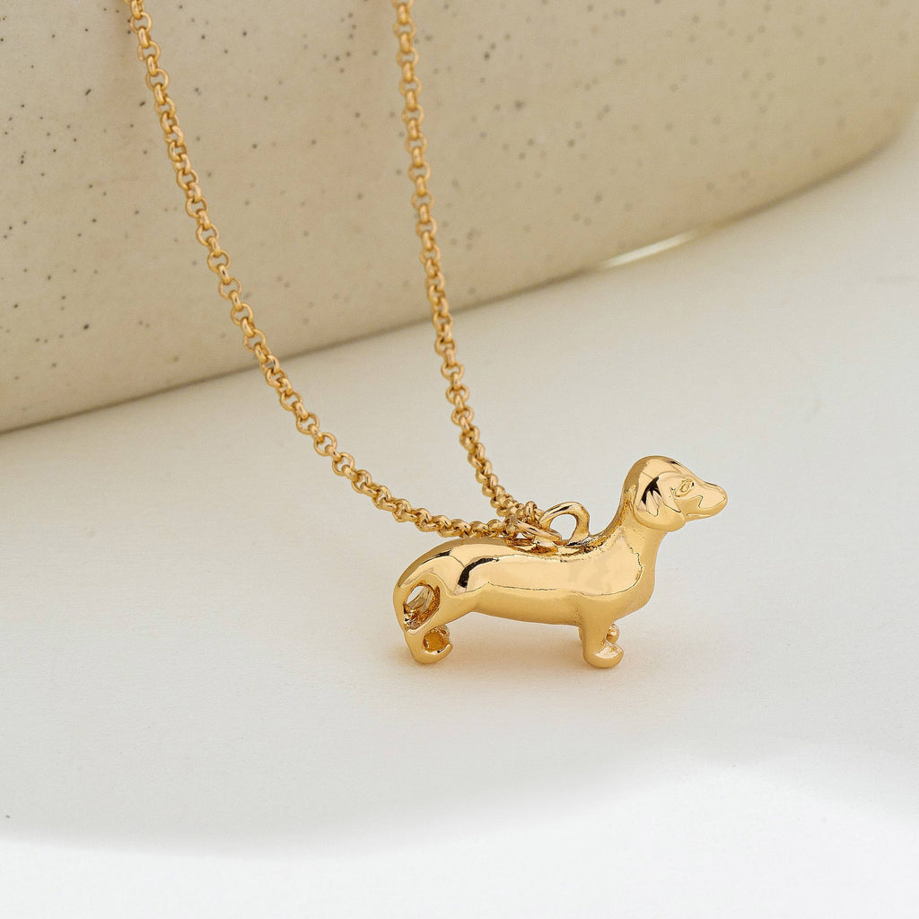 Gold-Tone Dachshund Dog Pendant Necklace