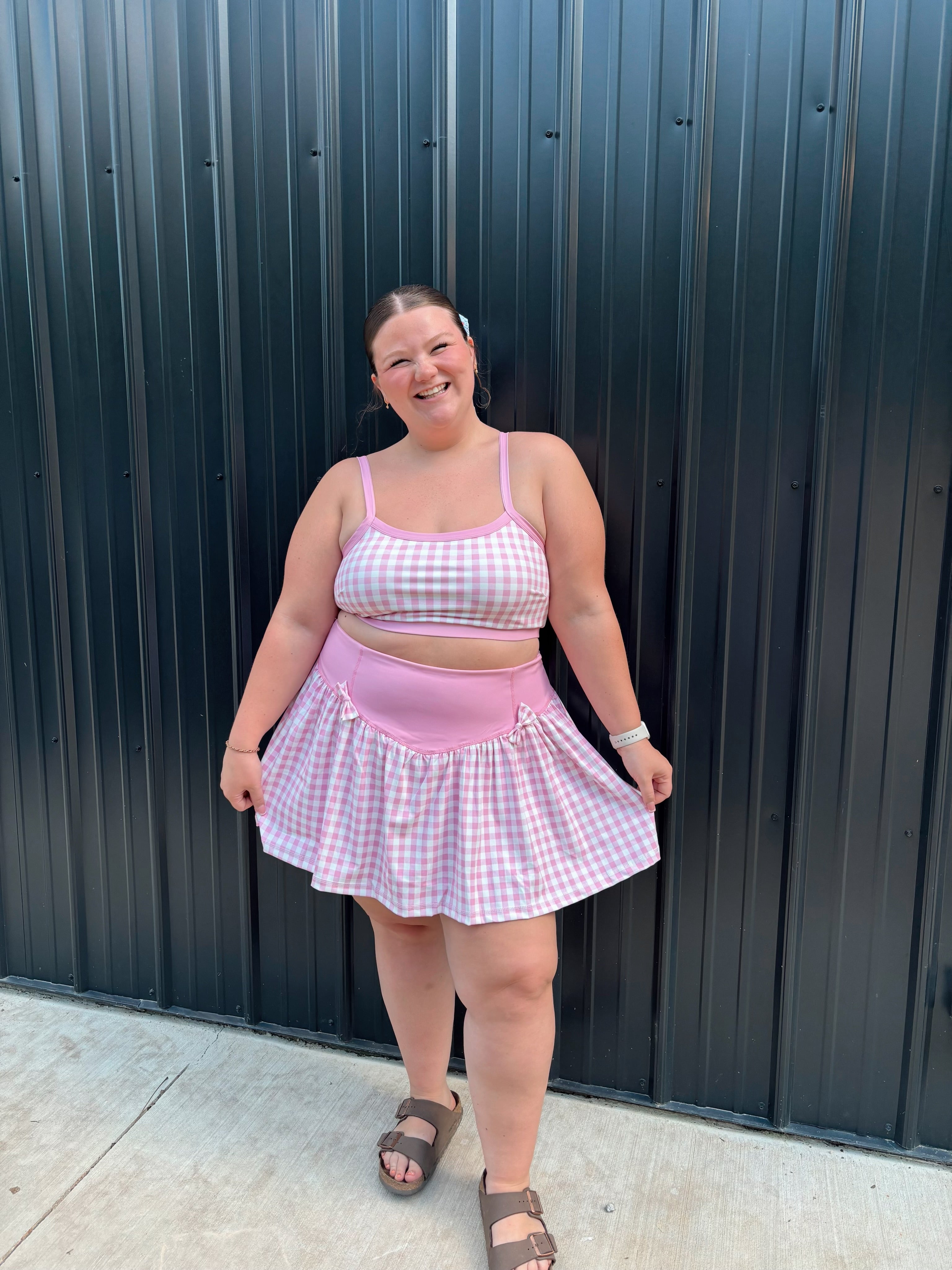Pink gingham athletic set ￼