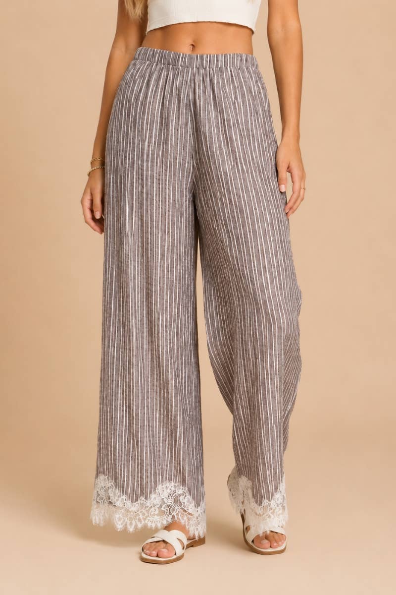 Lace-Trimmed Wide-Leg Pants S - 3XL