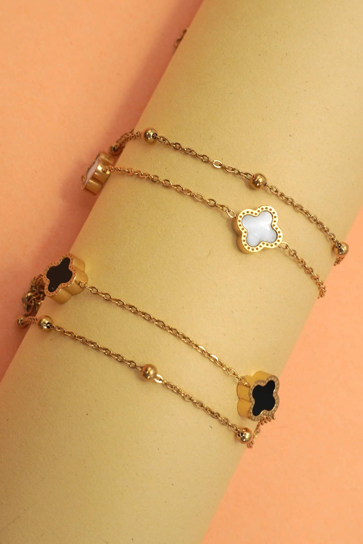 18K STAINLESS STEEL TARNISH FREE CLOVER BRACELET