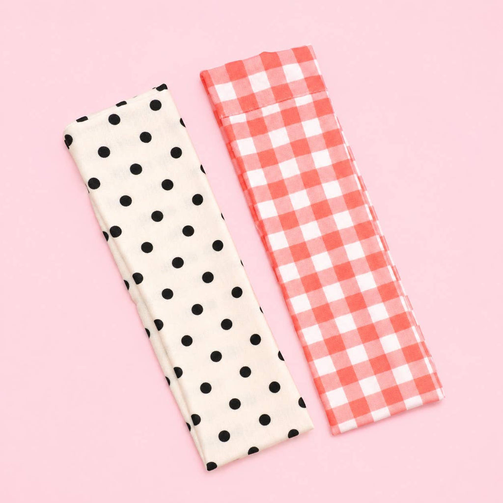 Red Gingham & Black Polka Dot Headband 2-pc Set