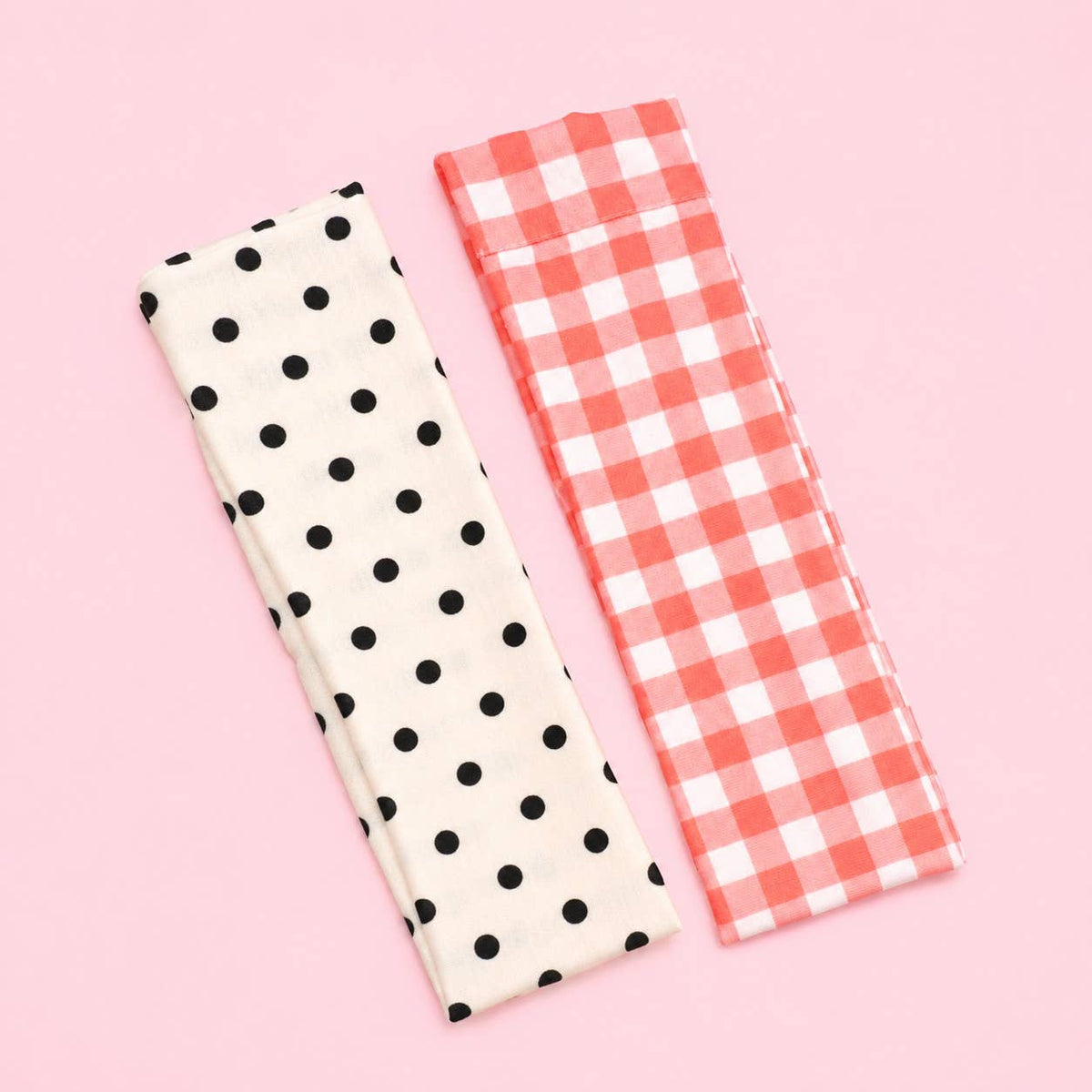 Red Gingham & Black Polka Dot Headband 2-pc Set