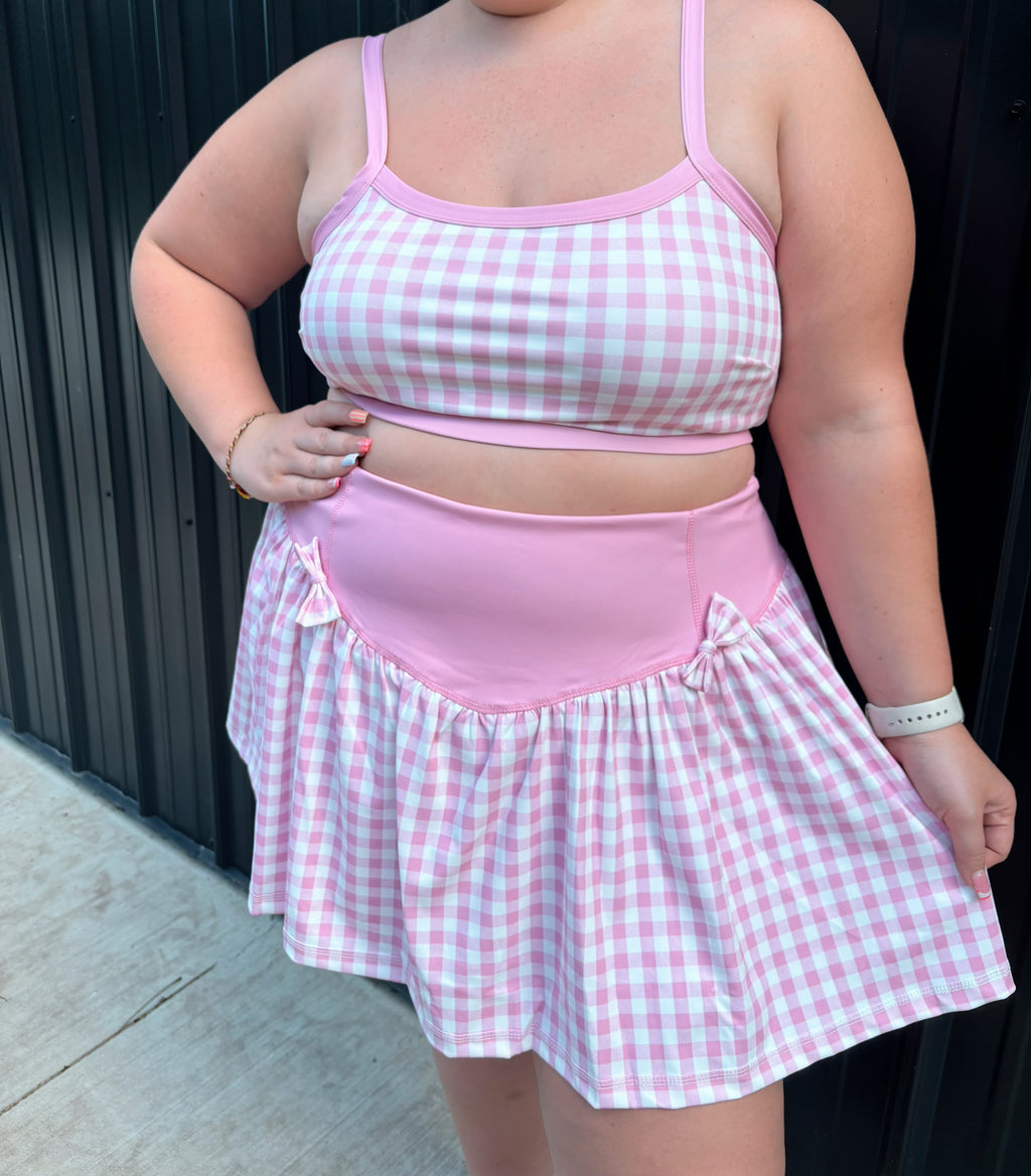 Pink gingham athletic set ￼