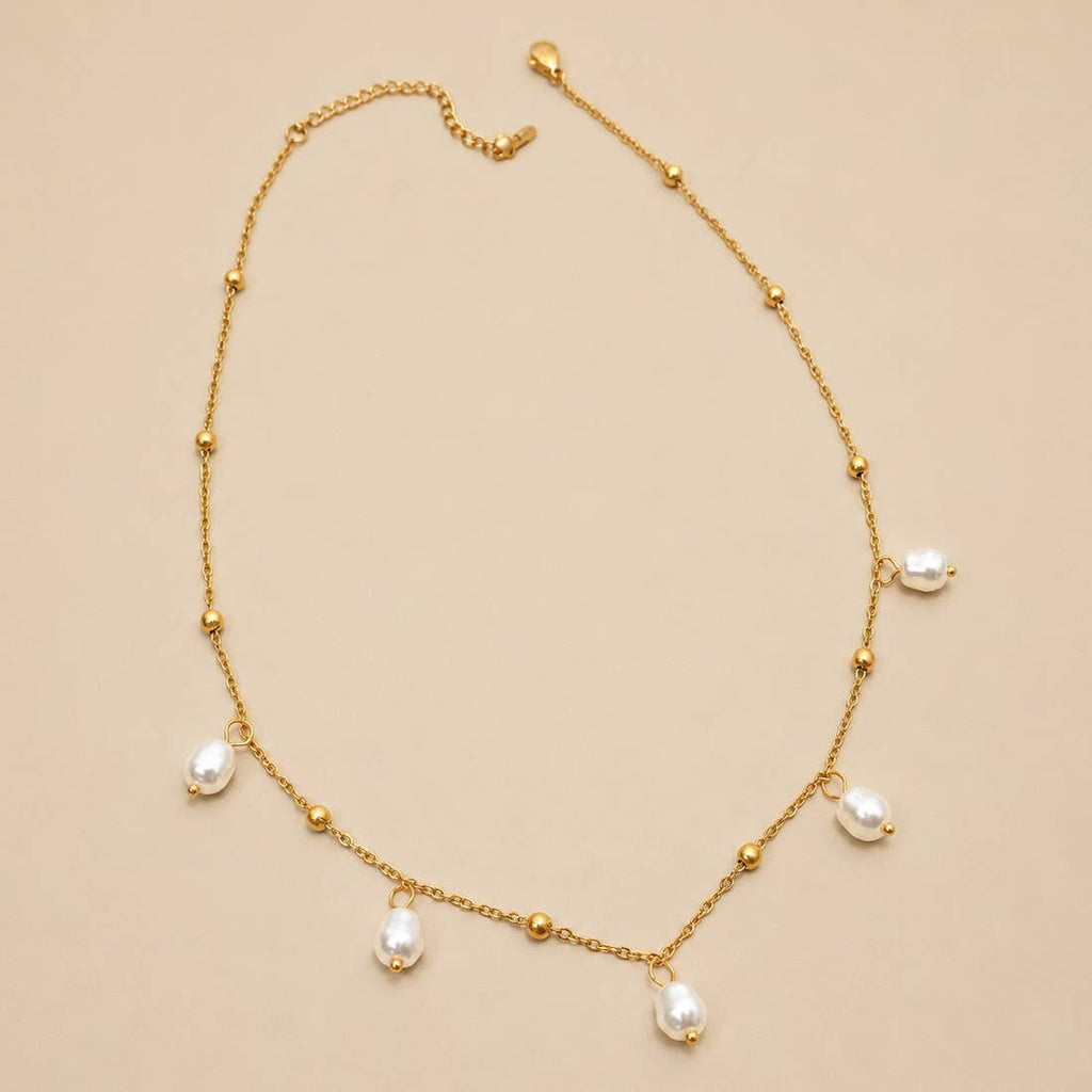 STAINLESS STEEL TARNISH FREE PEARL NECKLACE