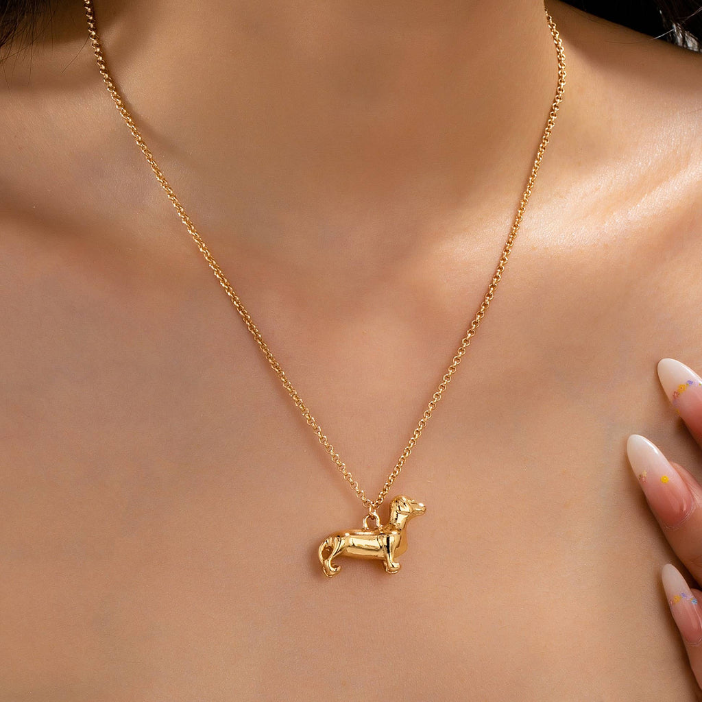 Gold-Tone Dachshund Dog Pendant Necklace