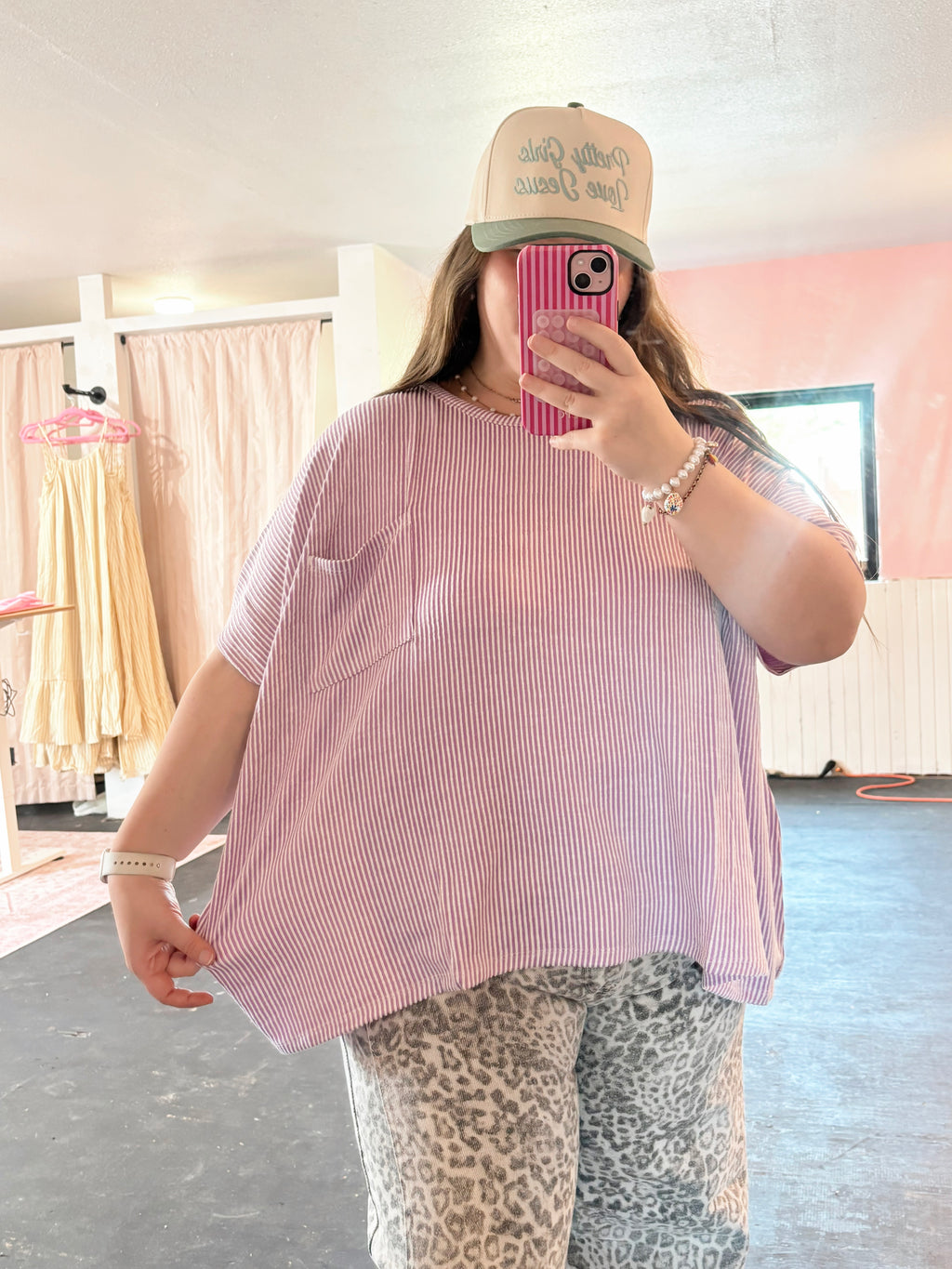 `Plus Corded Rib Oversized Short Sleeve Top Zenana