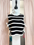 Side Tie Stripe Sweater Vest