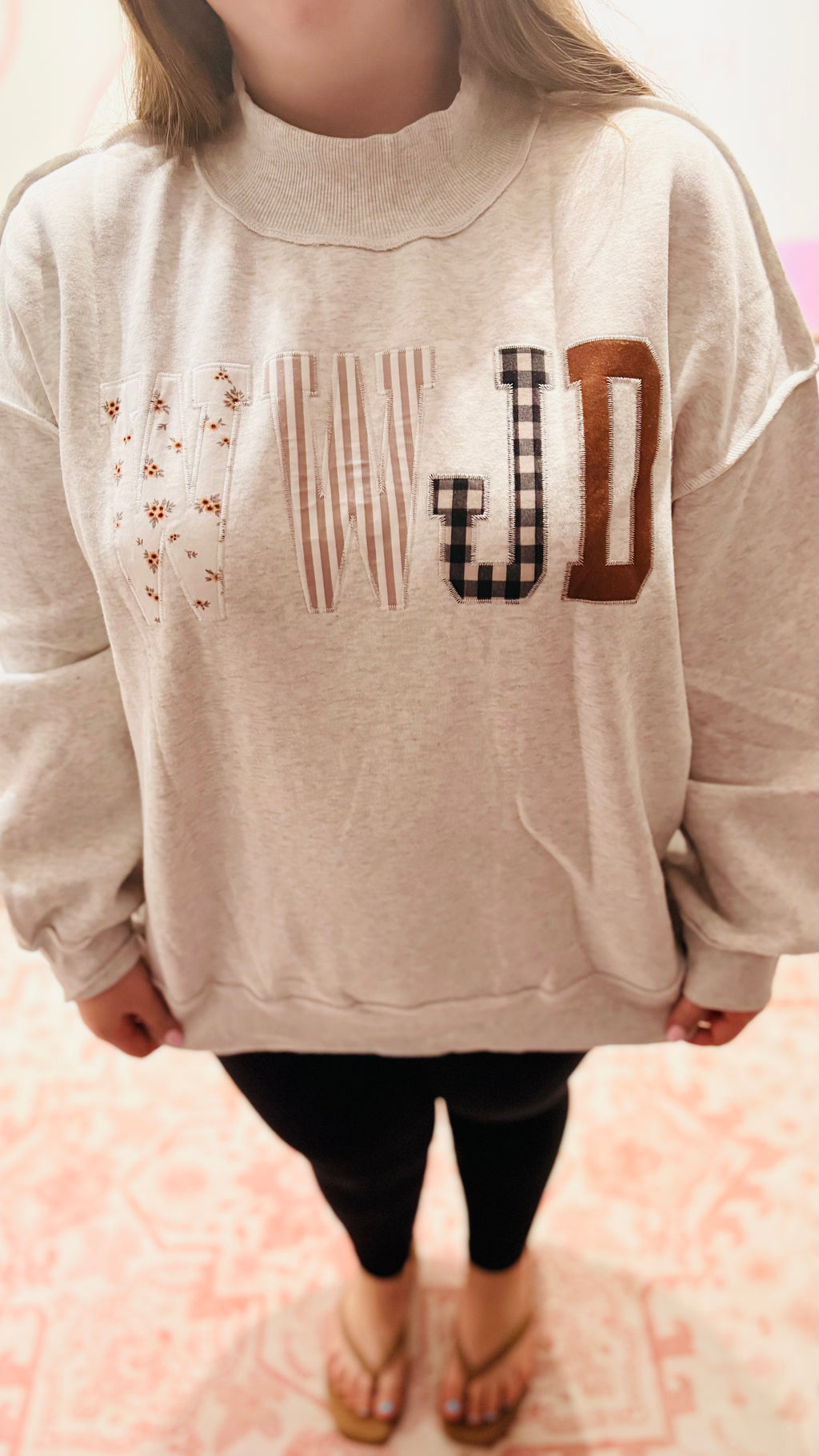 WWJD Embroidered Mock Neck Sweatshirt (S-4X)