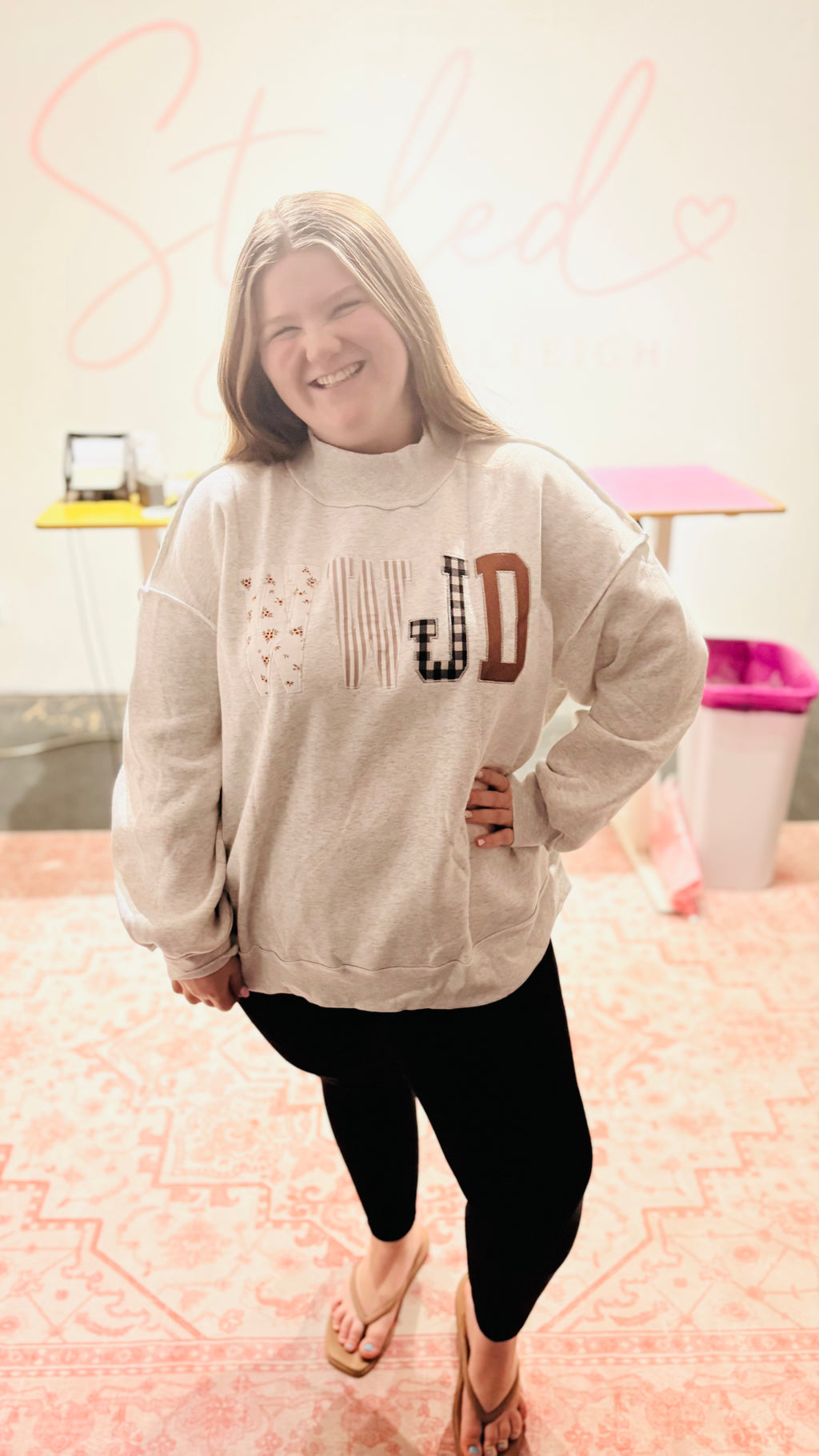 WWJD Embroidered Mock Neck Sweatshirt (S-4X)