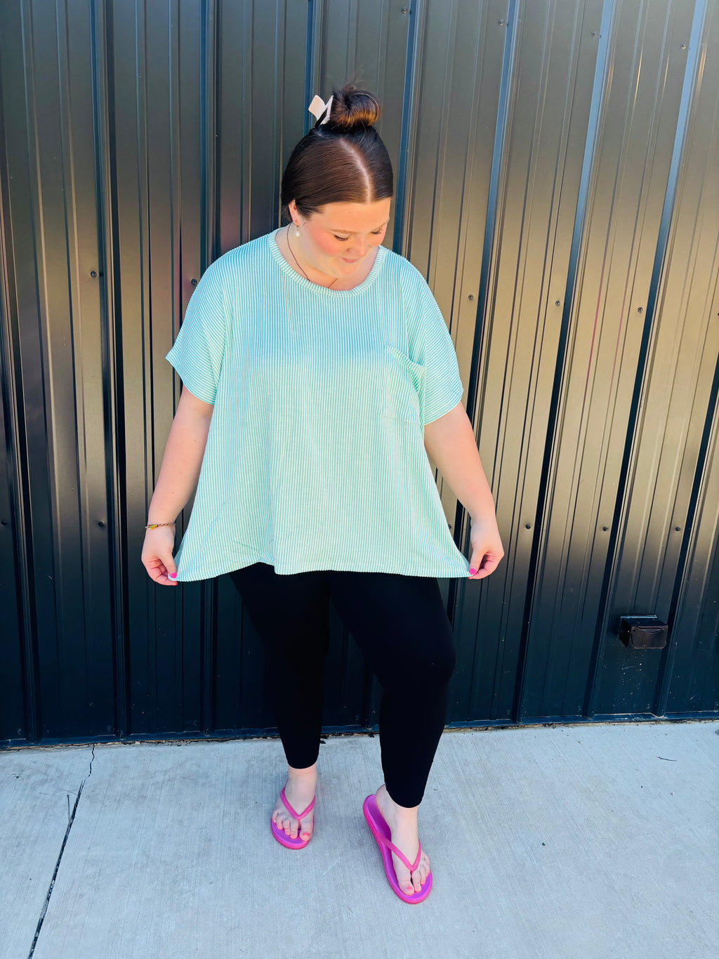 Corded Rib Oversized Short Sleeve Top Zenana