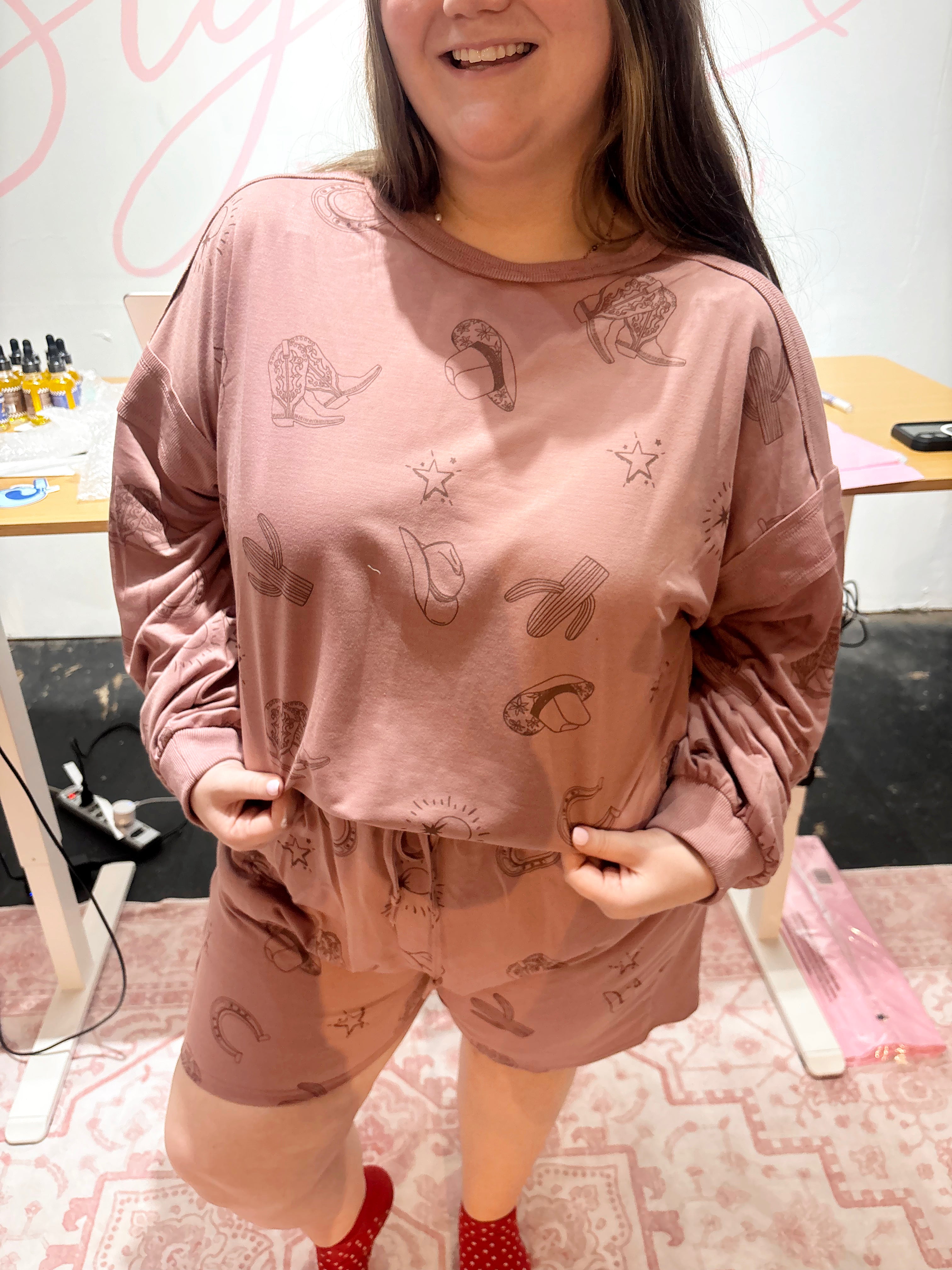 PLUS SIZE Western Print Lounge Set