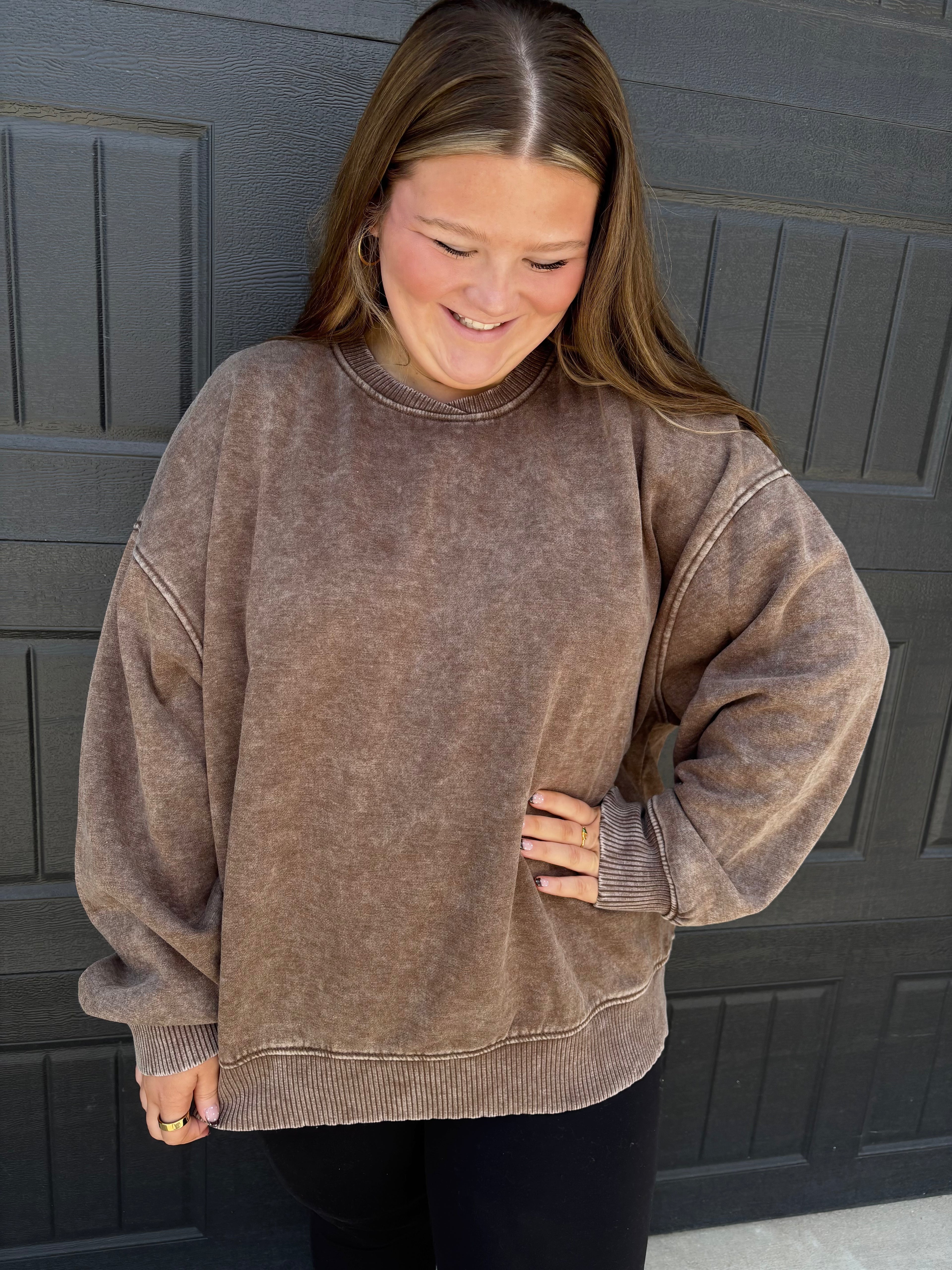 `Wash Fleece Oversized Pullover  Zenana