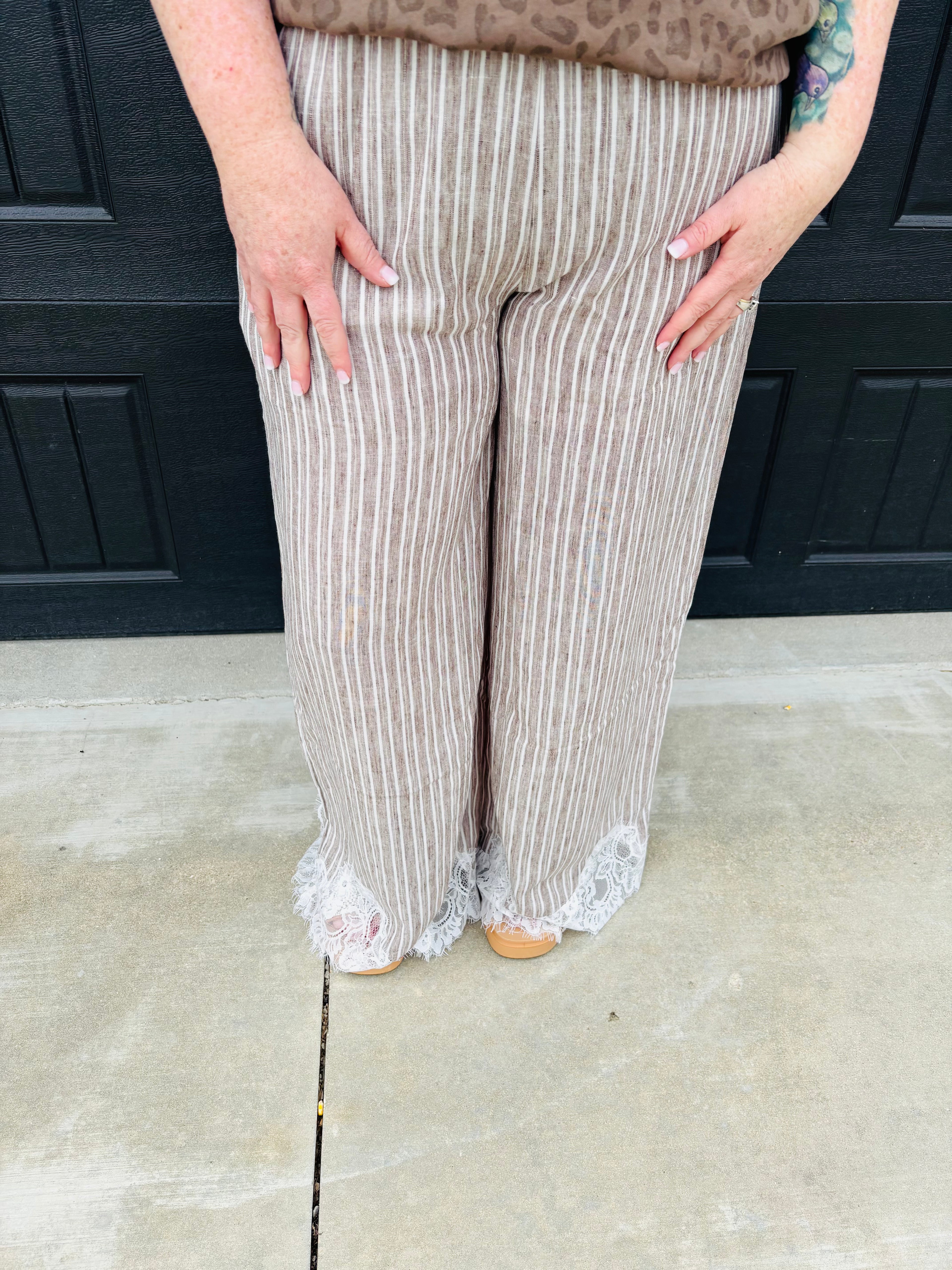 Lace-Trimmed Wide-Leg Pants S - 3XL