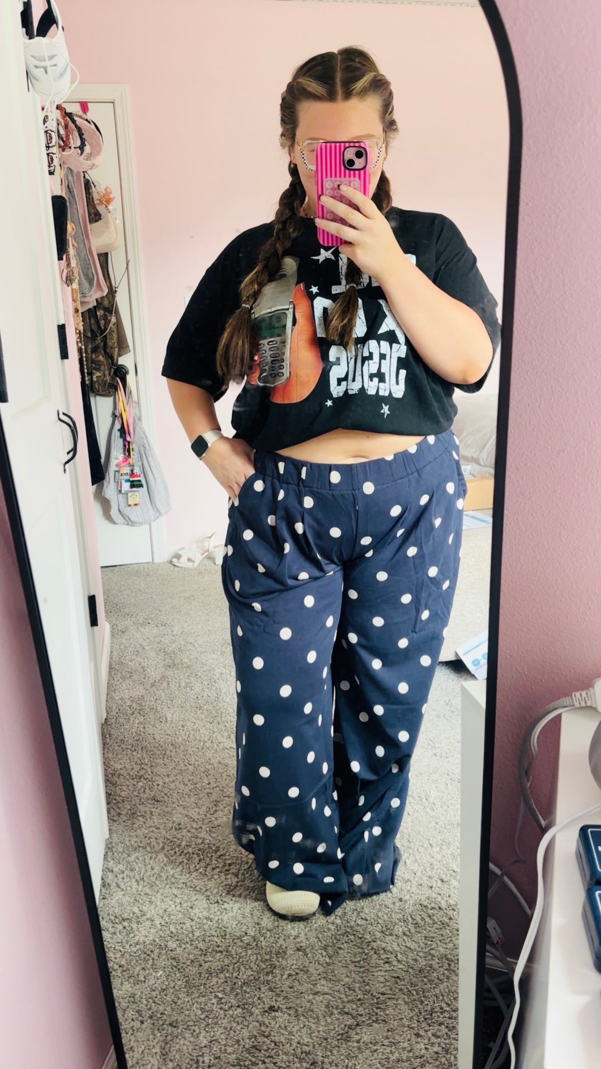 PLUS  Polka Dot Print Wide-Leg  Lounge Pants