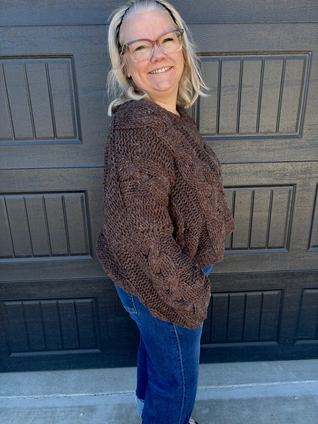 Cable Knit V-Neck Sweater