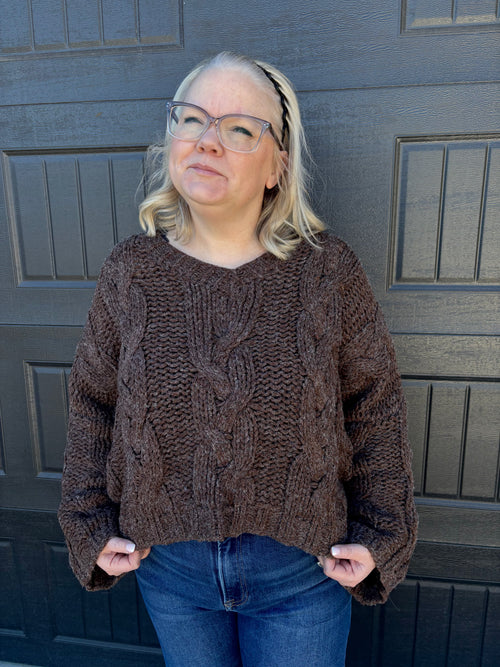 Cable Knit V-Neck Sweater
