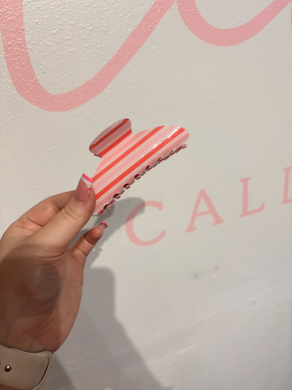 STRIPE OVAL HAIR CLAW CLIPS