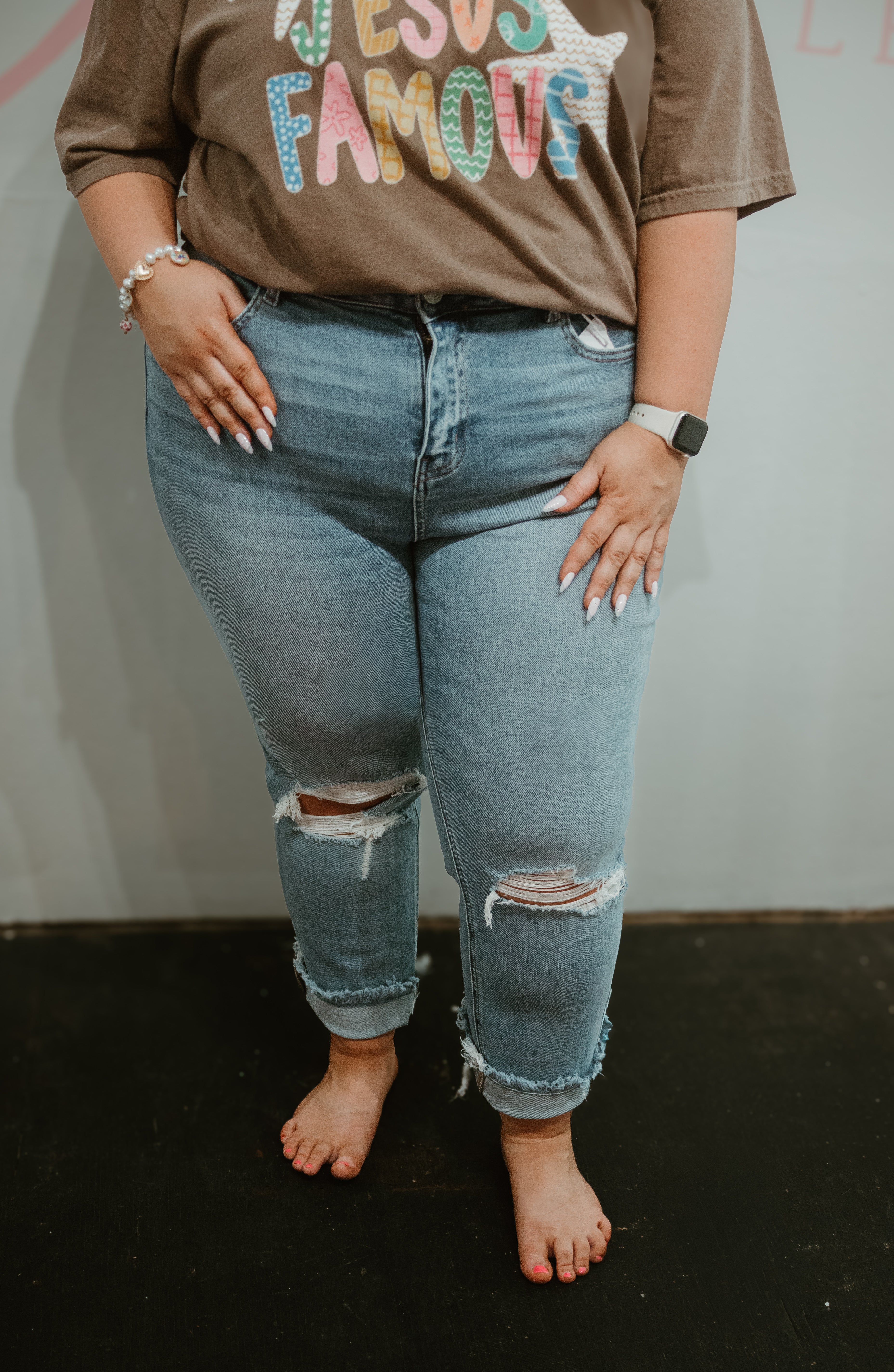 Plus Size High Rise Crop Slim Straight Jeans