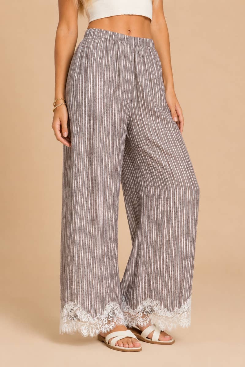 Lace-Trimmed Wide-Leg Pants S - 3XL