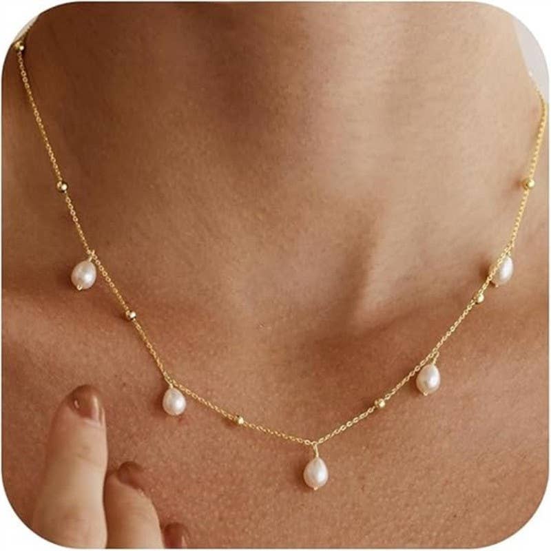 STAINLESS STEEL TARNISH FREE PEARL NECKLACE