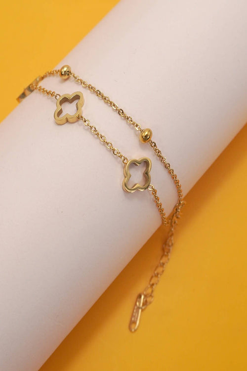 18K STAINLESS STEEL TARNISH FREE CLOVER BRACELET
